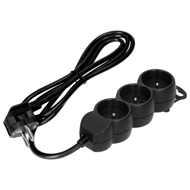 PRZEDŁUŻACZ 3X2P+Z,1,4M, 3X1MM2, CZARNY ORNO