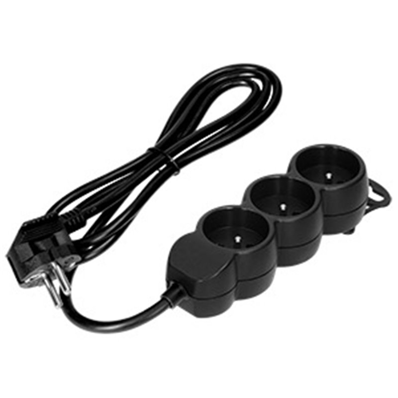 PRZEDŁUŻACZ 3X2P+Z,1,4M, 3X1MM2, CZARNY ORNO PRZEDŁUŻACZ 3X2P+Z,1,4M, 3X1MM2, CZARNY ORNO