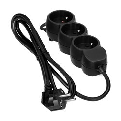 PRZEDŁUŻACZ 3X2P+Z,1,4M, 3X1MM2, CZARNY ORNO PRZEDŁUŻACZ 3X2P+Z,1,4M, 3X1MM2, CZARNY ORNO