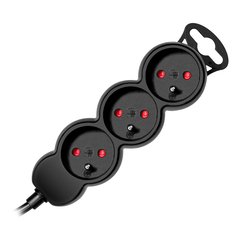 PRZEDŁUŻACZ 3X2P+Z,1,4M, 3X1MM2, CZARNY ORNO PRZEDŁUŻACZ 3X2P+Z,1,4M, 3X1MM2, CZARNY ORNO