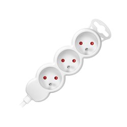 PRZEDŁUŻACZ 3X2P+Z,1,4M, 3X1MM2, BIAŁY ORNO PRZEDŁUŻACZ 3X2P+Z,1,4M, 3X1MM2, BIAŁY ORNO