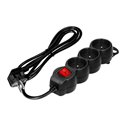 PRZEDŁUŻACZ 3X2P+Z,ON/OFF,1,4M, 3X1MM2, CZARNY ORNO PRZEDŁUŻACZ 3X2P+Z,ON/OFF,1,4M, 3X1MM2, CZARNY ORNO