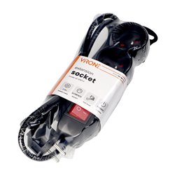 PRZEDŁUŻACZ 3X2P+Z,ON/OFF,1,4M, 3X1MM2, CZARNY ORNO PRZEDŁUŻACZ 3X2P+Z,ON/OFF,1,4M, 3X1MM2, CZARNY ORNO
