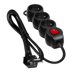 PRZEDŁUŻACZ 3X2P+Z,ON/OFF,1,4M, 3X1MM2, CZARNY ORNO PRZEDŁUŻACZ 3X2P+Z,ON/OFF,1,4M, 3X1MM2, CZARNY ORNO