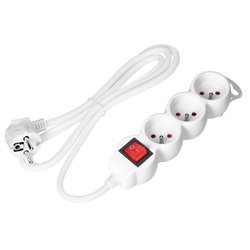 PRZEDŁUŻACZ 3X2P+Z,ON/OFF,1,4M, 3X1MM2, BIAŁY ORNO PRZEDŁUŻACZ 3X2P+Z,ON/OFF,1,4M, 3X1MM2, BIAŁY ORNO