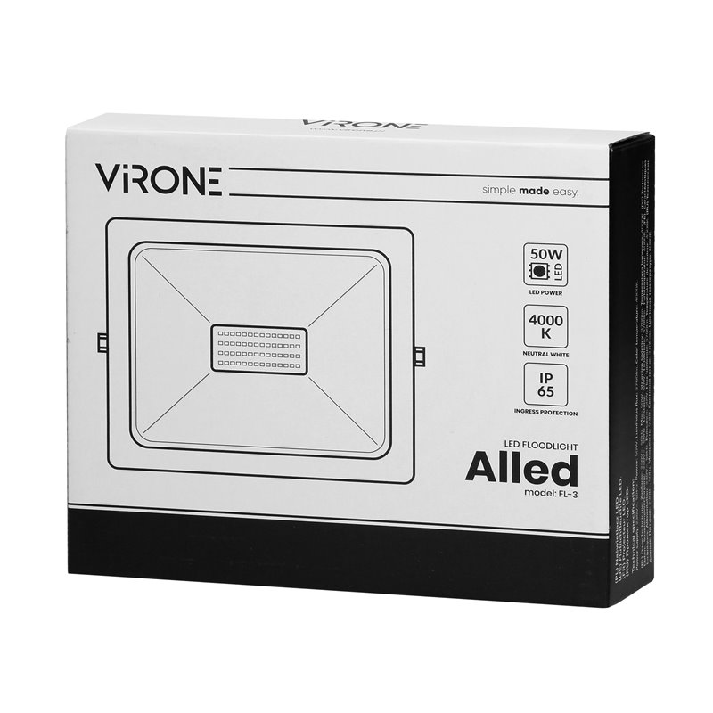 ALLED 50W NAŚWIETLACZ LED, 3700LM, IP65, 4000K, ALU+GLASS ORNO ALLED 50W NAŚWIETLACZ LED, 3700LM, IP65, 4000K, ALU+GLASS ORNO