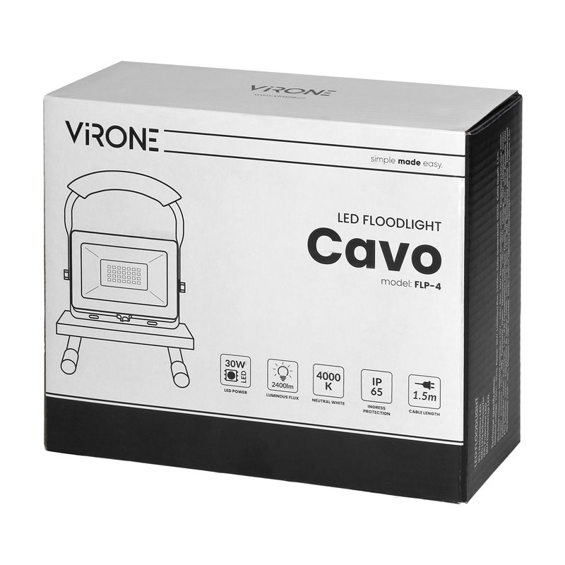 CAVO PRZENOŚNY NAŚWIETLACZ LED 30W, NA STATYWIE, 2400 LM, IP65, 4000K, Z PRZEWODEM 1,5M ORNO CAVO PRZENOŚNY NAŚWIETLACZ LED 30W, NA STATYWIE, 2400 LM, IP65, 4000K, Z PRZEWODEM 1,5M ORNO