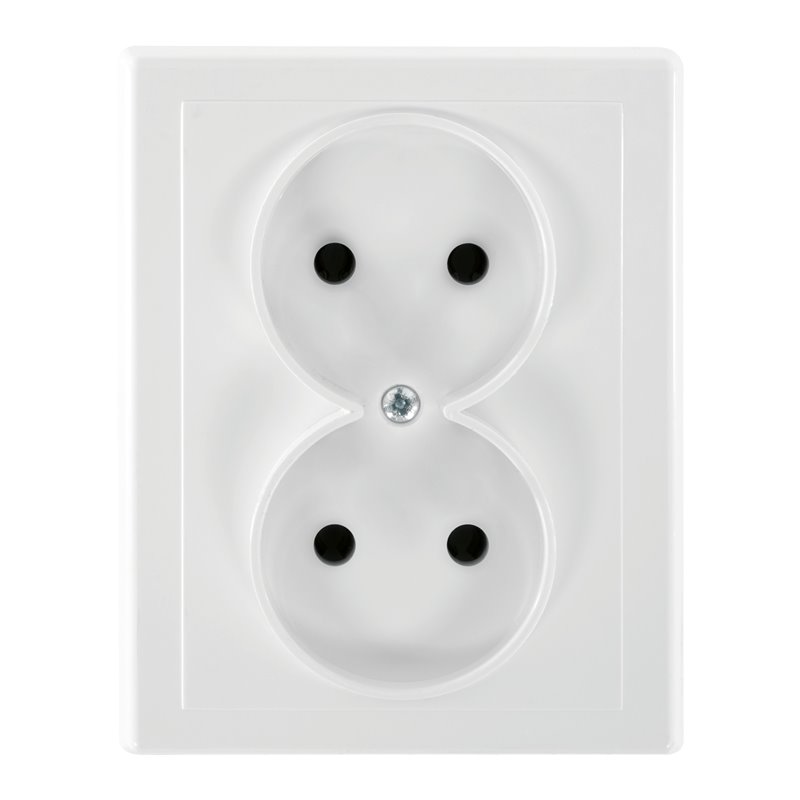 GNIAZDO PODWÓJNE P/T 2X2P MALTA, 16A, 250V, PT-5M, BIAŁY ORNO
