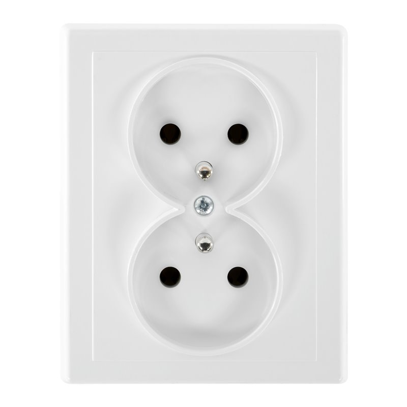 GNIAZDO PODWÓJNE P/T 2X2P+Z MALTA, 16A, 250V, PT-6M, BIAŁY ORNO