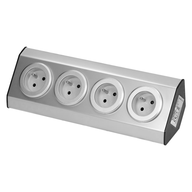 GNIAZDO MEBLOWE KUCHENNE 4X2P+Z, 16A, MONTAŻ NA RZEPY, INOX ORNO