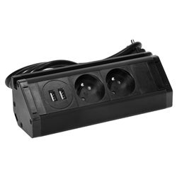 PODWÓJNE GNIAZDO MEBLOWE Z ŁADOWARKĄ USB, UCHWYTEM NA TELEFON I PRZEWODEM 1,5M, 2X2P+Z, 2XUSB (TYP A, 2,4A), CZARNE ORNO PODWÓJNE GNIAZDO MEBLOWE Z ŁADOWARKĄ USB, UCHWYTEM NA TELEFON I PRZEWODEM 1,5M, 2X2P+Z, 2XUSB (TYP A, 2,4A), CZARNE ORNO