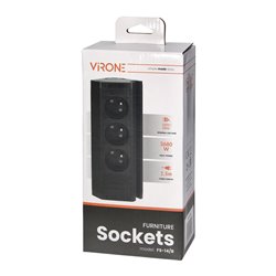 POTRÓJNE GNIAZDO MEBLOWE Z UCHWYTEM NA TELEFON I PRZEWODEM 1,5M, 3X2P+Z, CZARNE ORNO POTRÓJNE GNIAZDO MEBLOWE Z UCHWYTEM NA TELEFON I PRZEWODEM 1,5M, 3X2P+Z, CZARNE ORNO