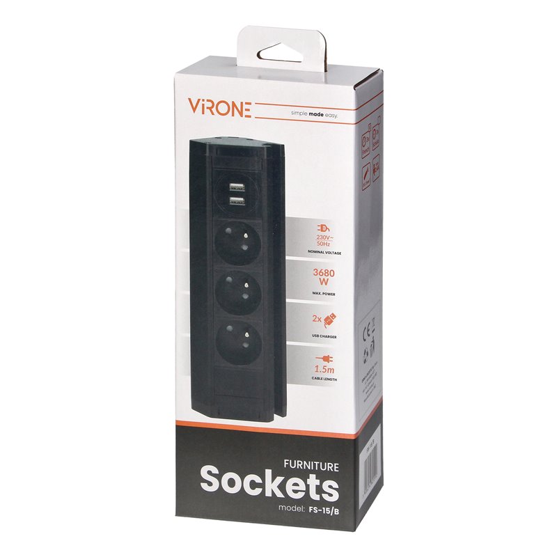POTRÓJNE GNIAZDO MEBLOWE Z UCHWYTEM NA TELEFON, ŁADOWARKĄ USB I PRZEWODEM 1,5M, 3X2P+Z, 2XUSB (TYP A, 2,4A), CZARNE ORNO POTRÓJNE GNIAZDO MEBLOWE Z UCHWYTEM NA TELEFON, ŁADOWARKĄ USB I PRZEWODEM 1,5M, 3X2P+Z, 2XUSB (TYP A, 2,4A), CZARNE ORNO
