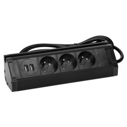 POTRÓJNE GNIAZDO MEBLOWE Z UCHWYTEM NA TELEFON, ŁADOWARKĄ USB I PRZEWODEM 1,5M, 3X2P+Z, 2XUSB (TYP A, 2,4A), CZARNE ORNO POTRÓJNE GNIAZDO MEBLOWE Z UCHWYTEM NA TELEFON, ŁADOWARKĄ USB I PRZEWODEM 1,5M, 3X2P+Z, 2XUSB (TYP A, 2,4A), CZARNE ORNO