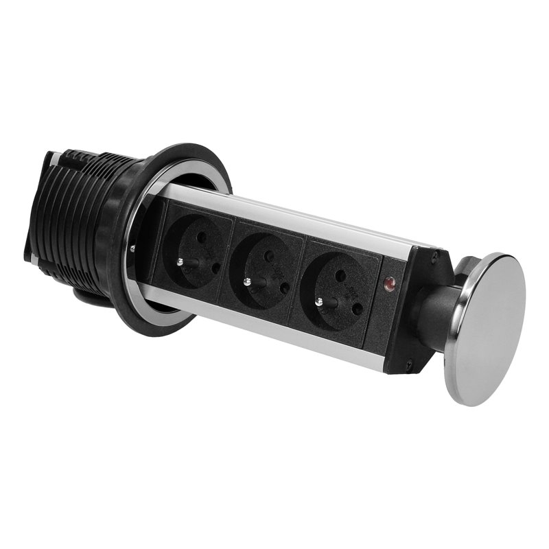 GNIAZDO MEBLOWE O8CM WYSUWANE Z BLATU, Z MASKOWNICĄ I PRZEWODEM 1,8M, 3X2P+Z, INOX ORNO GNIAZDO MEBLOWE O8CM WYSUWANE Z BLATU, Z MASKOWNICĄ I PRZEWODEM 1,8M, 3X2P+Z, INOX ORNO