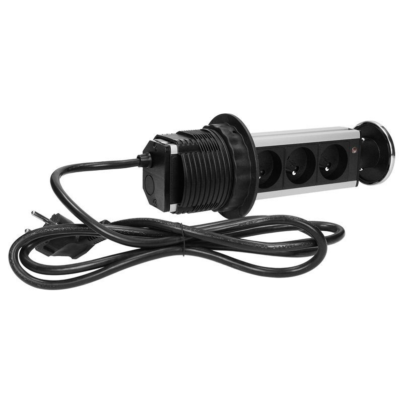 GNIAZDO MEBLOWE O8CM WYSUWANE Z BLATU, Z MASKOWNICĄ I PRZEWODEM 1,8M, 3X2P+Z, INOX ORNO GNIAZDO MEBLOWE O8CM WYSUWANE Z BLATU, Z MASKOWNICĄ I PRZEWODEM 1,8M, 3X2P+Z, INOX ORNO