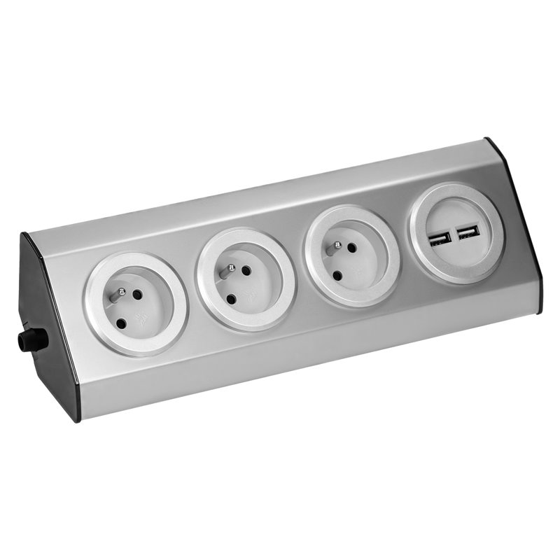 GNIAZDO MEBLOWE, KUCHENNE MONTOWANE NA RZEPY, Z ŁADOWARKĄ USB - 3X2P+Z, 2XUSB, INOX. ORNO GNIAZDO MEBLOWE, KUCHENNE MONTOWANE NA RZEPY, Z ŁADOWARKĄ USB - 3X2P+Z, 2XUSB, INOX. ORNO