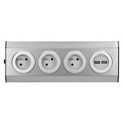 GNIAZDO MEBLOWE, KUCHENNE MONTOWANE NA RZEPY, Z ŁADOWARKĄ USB - 3X2P+Z, 2XUSB, INOX. ORNO GNIAZDO MEBLOWE, KUCHENNE MONTOWANE NA RZEPY, Z ŁADOWARKĄ USB - 3X2P+Z, 2XUSB, INOX. ORNO