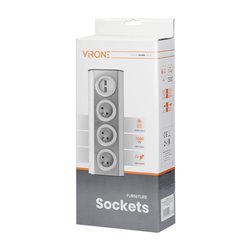 GNIAZDO MEBLOWE, KUCHENNE Z ŁADOWARKĄ USB, MONTOWANE NA RZEPY Z PRZEWODEM 1,5M I PŁASKĄ WTYCZKĄ - 3X2P+Z FRENCH, 2XUSB, INOX OR GNIAZDO MEBLOWE, KUCHENNE Z ŁADOWARKĄ USB, MONTOWANE NA RZEPY Z PRZEWODEM 1,5M I PŁASKĄ WTYCZKĄ - 3X2P+Z FRENCH, 2XUSB, INOX OR