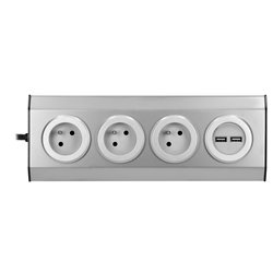 GNIAZDO MEBLOWE, KUCHENNE Z ŁADOWARKĄ USB, MONTOWANE NA RZEPY Z PRZEWODEM 1,5M I PŁASKĄ WTYCZKĄ - 3X2P+Z FRENCH, 2XUSB, INOX OR GNIAZDO MEBLOWE, KUCHENNE Z ŁADOWARKĄ USB, MONTOWANE NA RZEPY Z PRZEWODEM 1,5M I PŁASKĄ WTYCZKĄ - 3X2P+Z FRENCH, 2XUSB, INOX OR