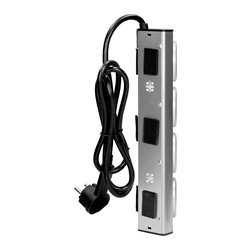 GNIAZDO MEBLOWE, KUCHENNE Z ŁADOWARKĄ USB, MONTOWANE NA RZEPY Z PRZEWODEM 1,5M I PŁASKĄ WTYCZKĄ - 3X2P+Z FRENCH, 2XUSB, INOX OR GNIAZDO MEBLOWE, KUCHENNE Z ŁADOWARKĄ USB, MONTOWANE NA RZEPY Z PRZEWODEM 1,5M I PŁASKĄ WTYCZKĄ - 3X2P+Z FRENCH, 2XUSB, INOX OR
