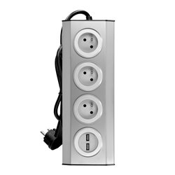 GNIAZDO MEBLOWE, KUCHENNE Z ŁADOWARKĄ USB, MONTOWANE NA RZEPY Z PRZEWODEM 1,5M I PŁASKĄ WTYCZKĄ - 3X2P+Z FRENCH, 2XUSB, INOX OR GNIAZDO MEBLOWE, KUCHENNE Z ŁADOWARKĄ USB, MONTOWANE NA RZEPY Z PRZEWODEM 1,5M I PŁASKĄ WTYCZKĄ - 3X2P+Z FRENCH, 2XUSB, INOX OR