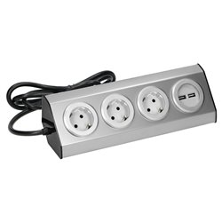 GNIAZDO MEBLOWE, KUCHENNE Z ŁADOWARKĄ USB, MONTOWANE NA RZEPY Z PRZEWODEM 1,5M I PŁASKĄ WTYCZKĄ - 3X2P+Z SCHUKO, 2XUSB, INOX ORN GNIAZDO MEBLOWE, KUCHENNE Z ŁADOWARKĄ USB, MONTOWANE NA RZEPY Z PRZEWODEM 1,5M I PŁASKĄ WTYCZKĄ - 3X2P+Z SCHUKO, 2XUSB, INOX ORN