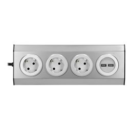 GNIAZDO MEBLOWE, KUCHENNE Z ŁADOWARKĄ USB, MONTOWANE NA RZEPY Z PRZEWODEM 1,5M I PŁASKĄ WTYCZKĄ - 3X2P+Z SCHUKO, 2XUSB, INOX ORN GNIAZDO MEBLOWE, KUCHENNE Z ŁADOWARKĄ USB, MONTOWANE NA RZEPY Z PRZEWODEM 1,5M I PŁASKĄ WTYCZKĄ - 3X2P+Z SCHUKO, 2XUSB, INOX ORN