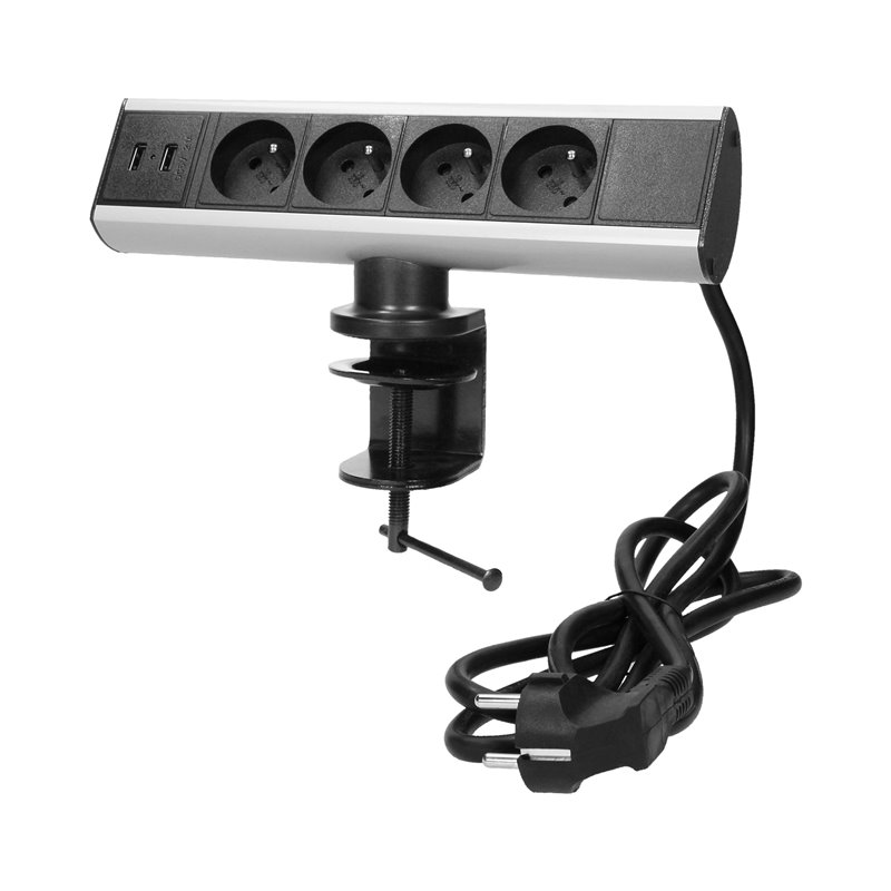 GNIAZDO MEBLOWE Z UCHWYTEM MONTAŻOWYM, ŁADOWARKĄ USB I PRZEWODEM 1,8M, 4X2P+Z, 2XUSB ORNO GNIAZDO MEBLOWE Z UCHWYTEM MONTAŻOWYM, ŁADOWARKĄ USB I PRZEWODEM 1,8M, 4X2P+Z, 2XUSB ORNO