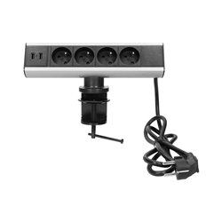 GNIAZDO MEBLOWE Z UCHWYTEM MONTAŻOWYM, ŁADOWARKĄ USB I PRZEWODEM 1,8M, 4X2P+Z, 2XUSB ORNO GNIAZDO MEBLOWE Z UCHWYTEM MONTAŻOWYM, ŁADOWARKĄ USB I PRZEWODEM 1,8M, 4X2P+Z, 2XUSB ORNO