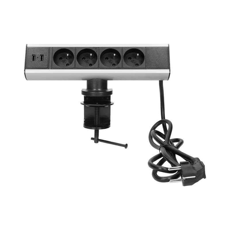 GNIAZDO MEBLOWE Z UCHWYTEM MONTAŻOWYM, ŁADOWARKĄ USB I PRZEWODEM 1,8M, 4X2P+Z, 2XUSB ORNO GNIAZDO MEBLOWE Z UCHWYTEM MONTAŻOWYM, ŁADOWARKĄ USB I PRZEWODEM 1,8M, 4X2P+Z, 2XUSB ORNO