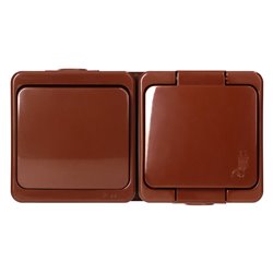GNIAZDO POJEDYNCZE 2P+Z BRYZGOOD. SCHUKO Z KLAPKĄ W KOL.WYROBU + ŁĄCZNIK 1-BIEGUNOWY IP44, SMART, BRĄZOWY ORNO GNIAZDO POJEDYNCZE 2P+Z BRYZGOOD. SCHUKO Z KLAPKĄ W KOL.WYROBU + ŁĄCZNIK 1-BIEGUNOWY IP44, SMART, BRĄZOWY ORNO