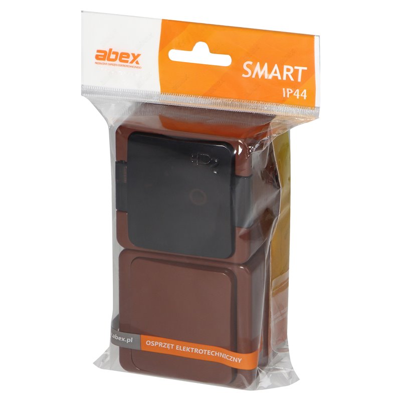 GNIAZDO POJEDYNCZE 2P+Z BRYZGOOD. SCHUKO Z KLAPKĄ DYMNĄ + ŁĄCZNIK 1-BIEGUNOWY IP44, SMART, BRĄZOWY ORNO GNIAZDO POJEDYNCZE 2P+Z BRYZGOOD. SCHUKO Z KLAPKĄ DYMNĄ + ŁĄCZNIK 1-BIEGUNOWY IP44, SMART, BRĄZOWY ORNO