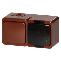 GNIAZDO POJEDYNCZE 2P+Z BRYZGOOD. SCHUKO Z KLAPKĄ DYMNĄ + ŁĄCZNIK 1-BIEGUNOWY IP44, SMART, BRĄZOWY ORNO GNIAZDO POJEDYNCZE 2P+Z BRYZGOOD. SCHUKO Z KLAPKĄ DYMNĄ + ŁĄCZNIK 1-BIEGUNOWY IP44, SMART, BRĄZOWY ORNO