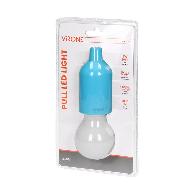 BATERYJNA LAMPKA NOCNA NA SZNURKU 1W LED, 3 X AAA, TURKUSOWA ORNO BATERYJNA LAMPKA NOCNA NA SZNURKU 1W LED, 3 X AAA, TURKUSOWA ORNO