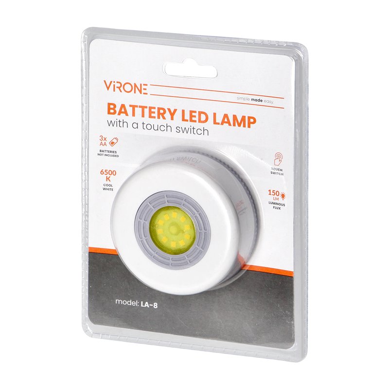 BATERYJNA LAMPKA LED Z DOTYKOWYM WŁĄCZNIKIEM, 4500K ORNO BATERYJNA LAMPKA LED Z DOTYKOWYM WŁĄCZNIKIEM, 4500K ORNO