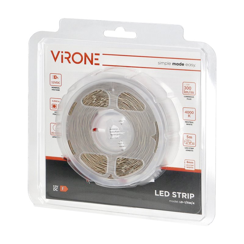 TAŚMA OŚWIETLENIOWA LED DO MEBLI I DEKORACJI POMIESZCZEŃ SUCHYCH, DŁUGOŚĆ 5M, 60 DIOD LED/M, ZASILANIE 12V, BARWA NEUTRALNA ORNO TAŚMA OŚWIETLENIOWA LED DO MEBLI I DEKORACJI POMIESZCZEŃ SUCHYCH, DŁUGOŚĆ 5M, 60 DIOD LED/M, ZASILANIE 12V, BARWA NEUTRALNA ORNO