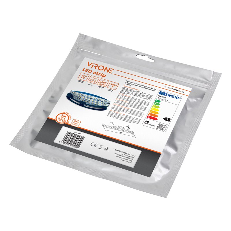 TAŚMA LED 12V, 2835, 120L/M, 1000LM/M, 9,6W/M, IP20, 4000K, 5M ORNO TAŚMA LED 12V, 2835, 120L/M, 1000LM/M, 9,6W/M, IP20, 4000K, 5M ORNO
