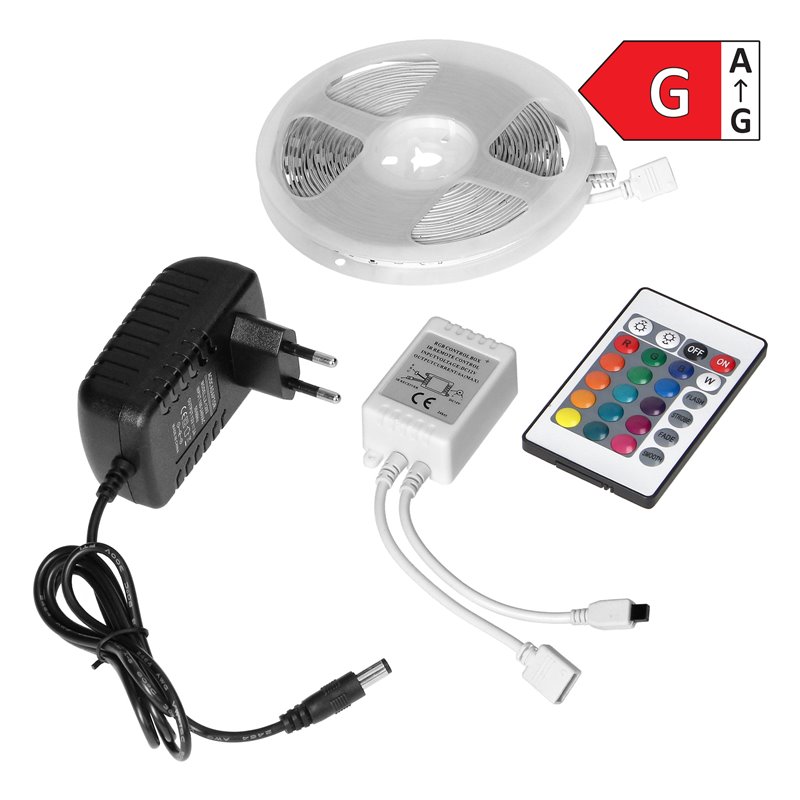 ZESTAW TAŚMA LED 12V 30L/M 100LM/M 7.2W/M IP20 RGB 3M + STEROWNIK RGB + ZASILACZ 12V ORNO ZESTAW TAŚMA LED 12V 30L/M 100LM/M 7.2W/M IP20 RGB 3M + STEROWNIK RGB + ZASILACZ 12V ORNO