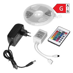 ZESTAW TAŚMA LED 12V 30L/M 100LM/M 7.2W/M IP20 RGB 5M + STEROWNIK RGB + ZASILACZ 12V ORNO ZESTAW TAŚMA LED 12V 30L/M 100LM/M 7.2W/M IP20 RGB 5M + STEROWNIK RGB + ZASILACZ 12V ORNO
