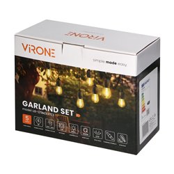 ZESTAW GIRLANDA OŚWIETLENIOWA -1 SZNUR 5M (5 OPRAW) + 5 ŻARÓWEK LED 1W E27, 3000K - CIEPŁA + 1 ŻARÓWKA GRATIS! ORNO ZESTAW GIRLANDA OŚWIETLENIOWA -1 SZNUR 5M (5 OPRAW) + 5 ŻARÓWEK LED 1W E27, 3000K - CIEPŁA + 1 ŻARÓWKA GRATIS! ORNO