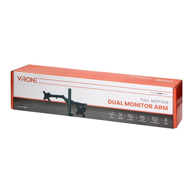 OBROTOWY UCHWYT BIURKOWY DO DWÓCH MONITORÓW, 13"-27” ORNO OBROTOWY UCHWYT BIURKOWY DO DWÓCH MONITORÓW, 13"-27” ORNO