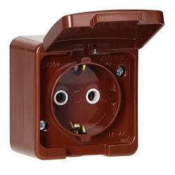 GNIAZDO POJEDYNCZE 2P+Z SCHUKO BRYZGOODPORNE Z KLAPKĄ W KOLORZE WYROBU IP44, SMART, BRĄZOWY ORNO GNIAZDO POJEDYNCZE 2P+Z SCHUKO BRYZGOODPORNE Z KLAPKĄ W KOLORZE WYROBU IP44, SMART, BRĄZOWY ORNO