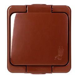 GNIAZDO POJEDYNCZE 2P+Z SCHUKO BRYZGOODPORNE Z KLAPKĄ W KOLORZE WYROBU IP44, SMART, BRĄZOWY ORNO GNIAZDO POJEDYNCZE 2P+Z SCHUKO BRYZGOODPORNE Z KLAPKĄ W KOLORZE WYROBU IP44, SMART, BRĄZOWY ORNO