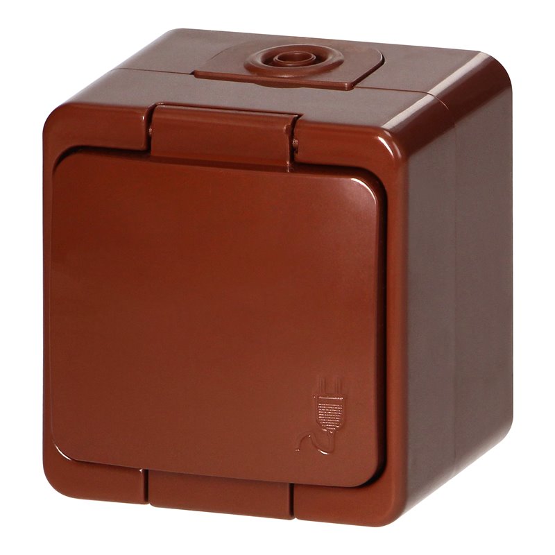 GNIAZDO POJEDYNCZE 2P+Z SCHUKO BRYZGOODPORNE Z KLAPKĄ W KOLORZE WYROBU IP44, SMART, BRĄZOWY ORNO GNIAZDO POJEDYNCZE 2P+Z SCHUKO BRYZGOODPORNE Z KLAPKĄ W KOLORZE WYROBU IP44, SMART, BRĄZOWY ORNO