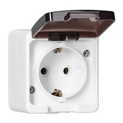 GNIAZDO POJEDYNCZE 2P+Z SCHUKO BRYZGOODPORNE Z KLAPKĄ DYMNĄ IP44, SMART, BIAŁY ORNO GNIAZDO POJEDYNCZE 2P+Z SCHUKO BRYZGOODPORNE Z KLAPKĄ DYMNĄ IP44, SMART, BIAŁY ORNO
