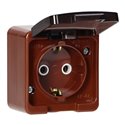 GNIAZDO POJEDYNCZE 2P+Z SCHUKO BRYZGOODPORNE Z KLAPKĄ DYMNĄ IP44, SMART, BRĄZOWY ORNO GNIAZDO POJEDYNCZE 2P+Z SCHUKO BRYZGOODPORNE Z KLAPKĄ DYMNĄ IP44, SMART, BRĄZOWY ORNO