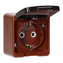 GNIAZDO POJEDYNCZE 2P+Z SCHUKO BRYZGOODPORNE Z KLAPKĄ DYMNĄ IP44, SMART, BRĄZOWY ORNO GNIAZDO POJEDYNCZE 2P+Z SCHUKO BRYZGOODPORNE Z KLAPKĄ DYMNĄ IP44, SMART, BRĄZOWY ORNO