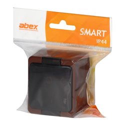 GNIAZDO POJEDYNCZE 2P+Z SCHUKO BRYZGOODPORNE Z KLAPKĄ DYMNĄ IP44, SMART, BRĄZOWY ORNO GNIAZDO POJEDYNCZE 2P+Z SCHUKO BRYZGOODPORNE Z KLAPKĄ DYMNĄ IP44, SMART, BRĄZOWY ORNO