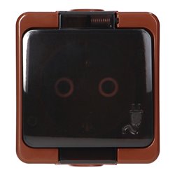 GNIAZDO POJEDYNCZE 2P+Z SCHUKO BRYZGOODPORNE Z KLAPKĄ DYMNĄ IP44, SMART, BRĄZOWY ORNO GNIAZDO POJEDYNCZE 2P+Z SCHUKO BRYZGOODPORNE Z KLAPKĄ DYMNĄ IP44, SMART, BRĄZOWY ORNO
